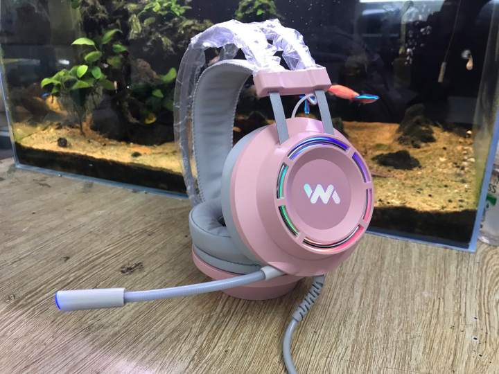Tai nghe gaming Wangming WM9800 7.1 USB LED - Màu Hồng