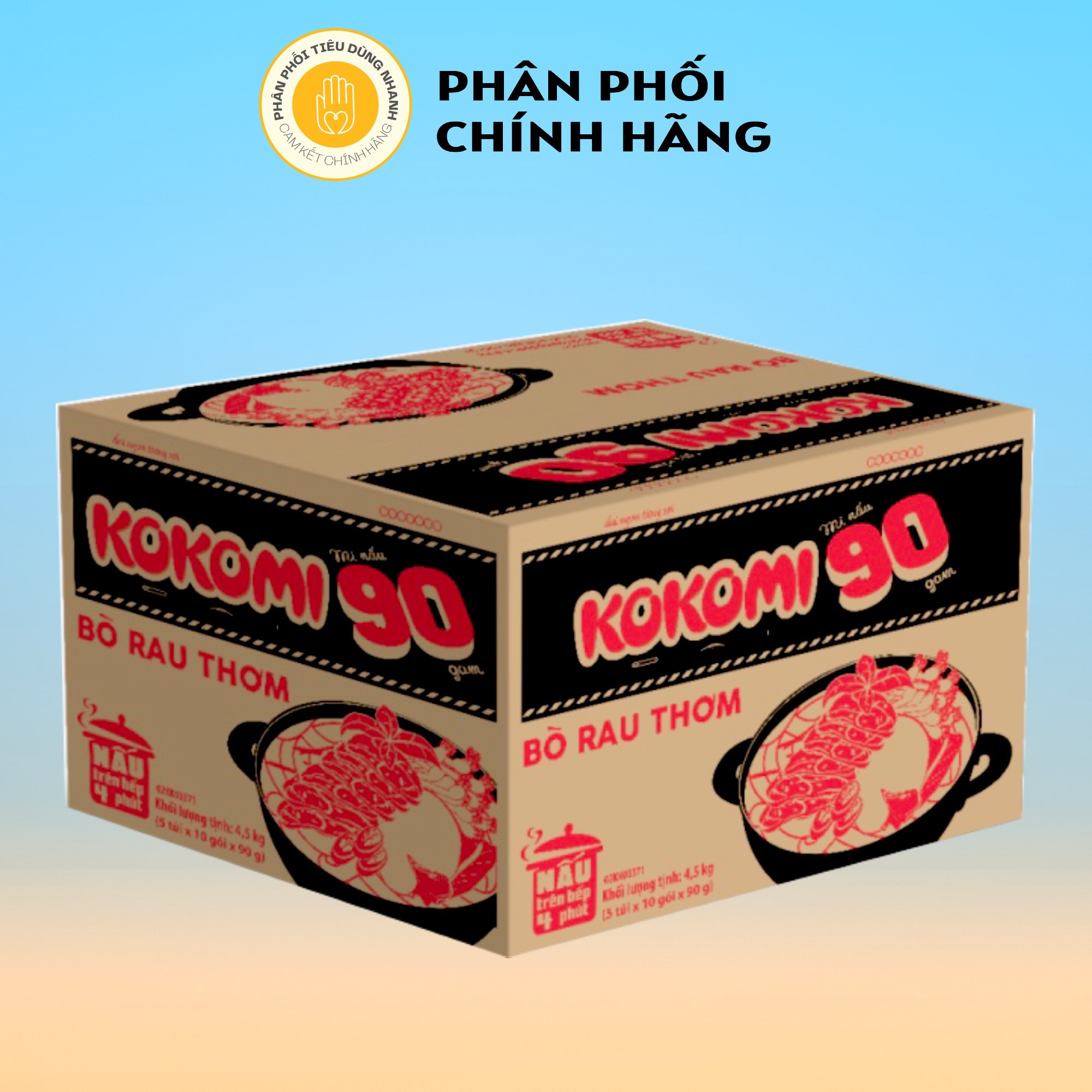 Thùng 50 gói mì kokomi 90 vị bò rau thơm 90g/gói