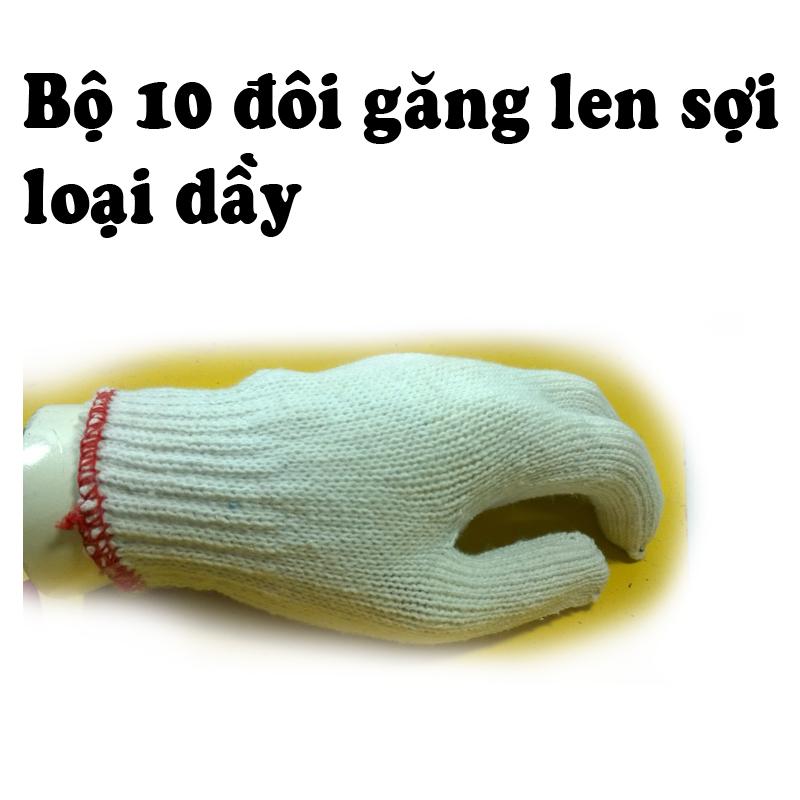 Bộ 10 đôi găng tay len sợi; găng tay bảo hộ lao động; găng len trắng, loại dày đẹp, giá tốt