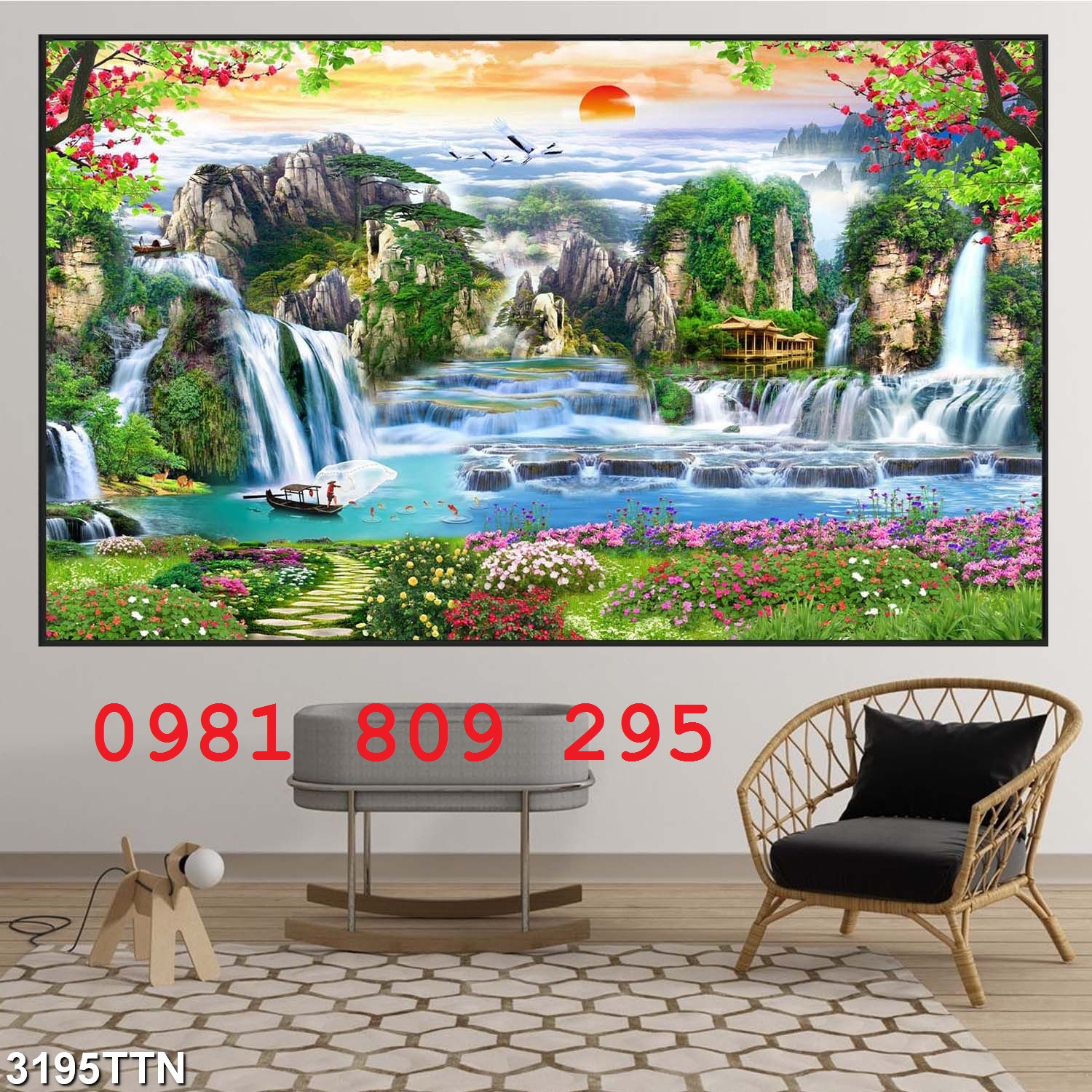 Tranh gạch men ốp tường phòng khách HG76