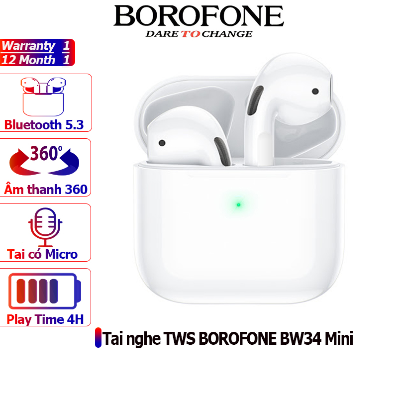 Tai nghe không dây BOROFONE BW34 Mini Bluetooth 5.3 có Micro