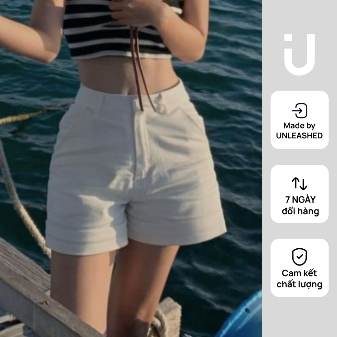 Unleashedvn daily khaki shorts - quần short khaki cạp cao mặc hằng ngày