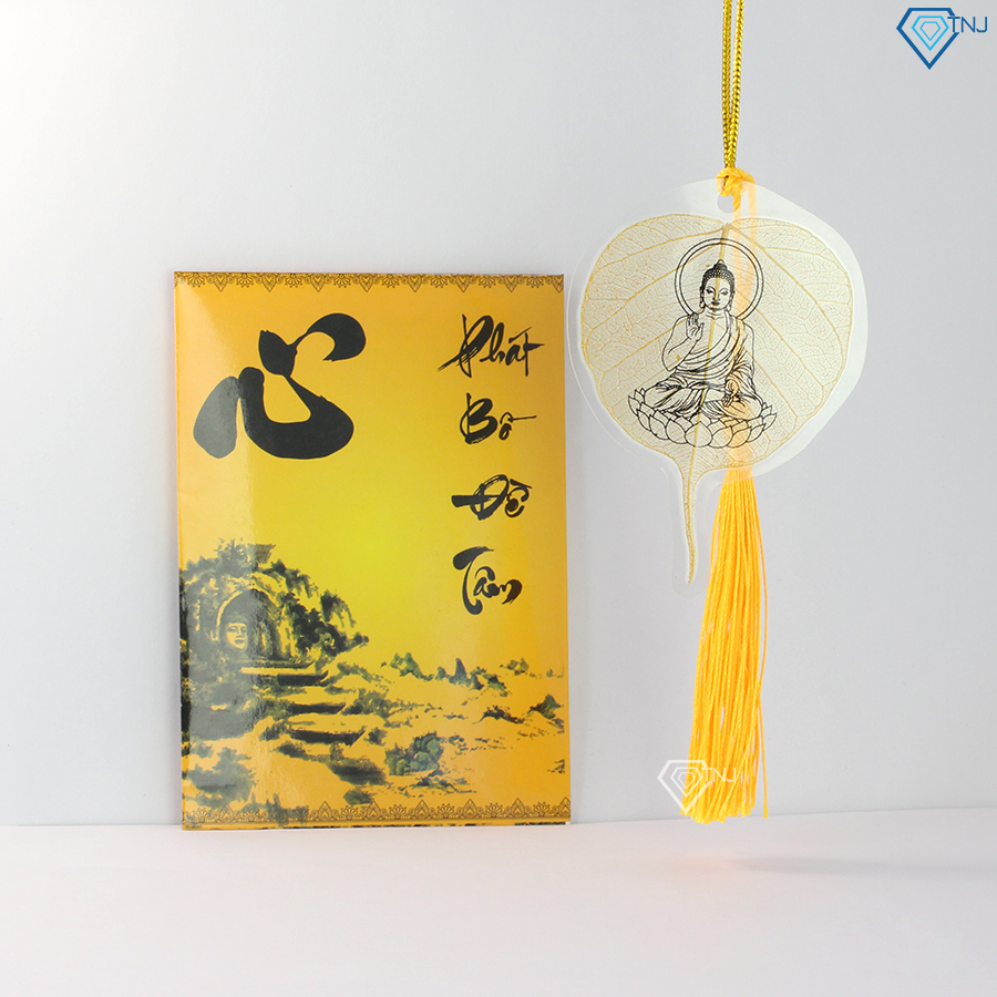 Lá bồ đề tâm Phật cầu bình an LBD0001 - Trang Sức TNJ