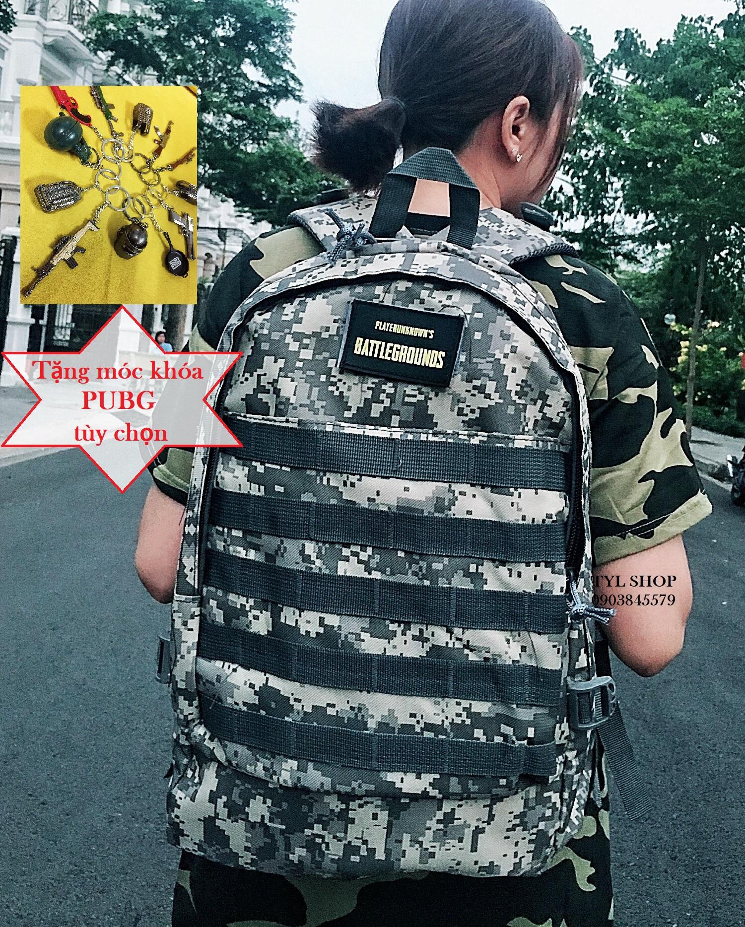 Balo 3 pubg size tỷ lê chuẩn - tặng móc khóa pubg tùy ý, cáp sạc, cáp tai nghe