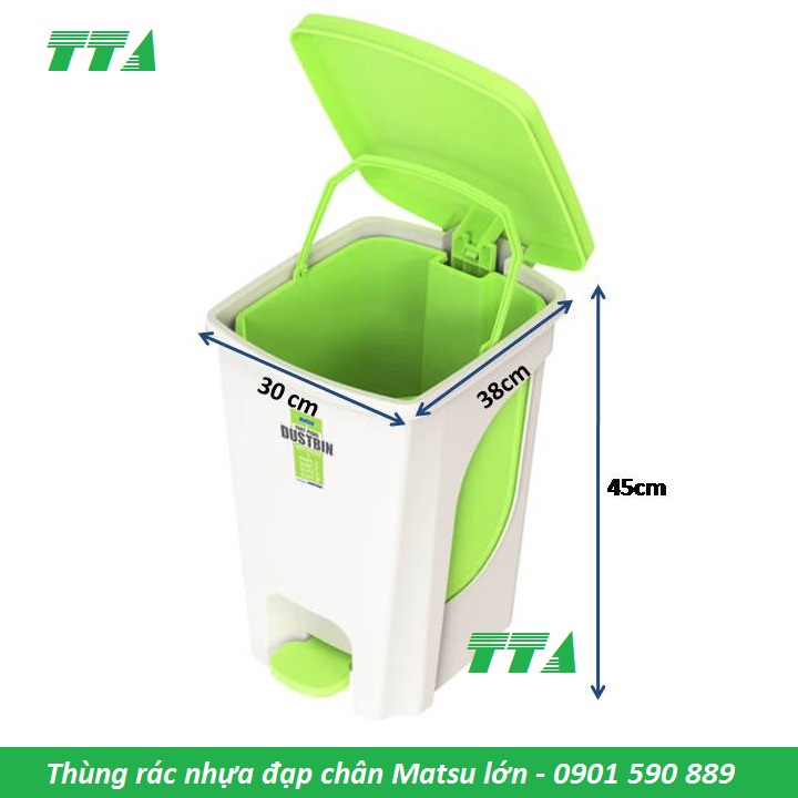 Thùng rác nhựa đạp chân Matsu cỡ lớn