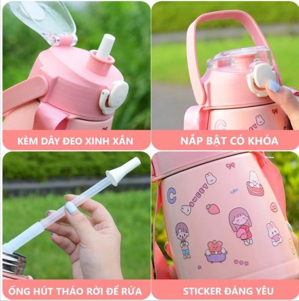 Bình giữ nhiệt cao cấp siêu cute 800ml Nhulanshop