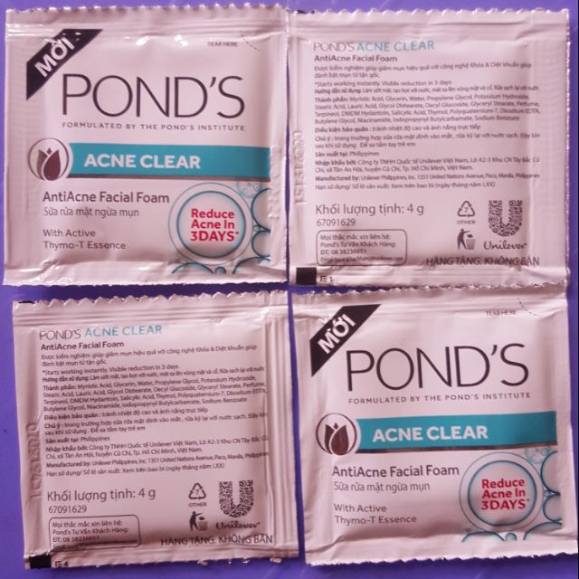 Combo 4 gói rửa mặt pond's(Trắng)