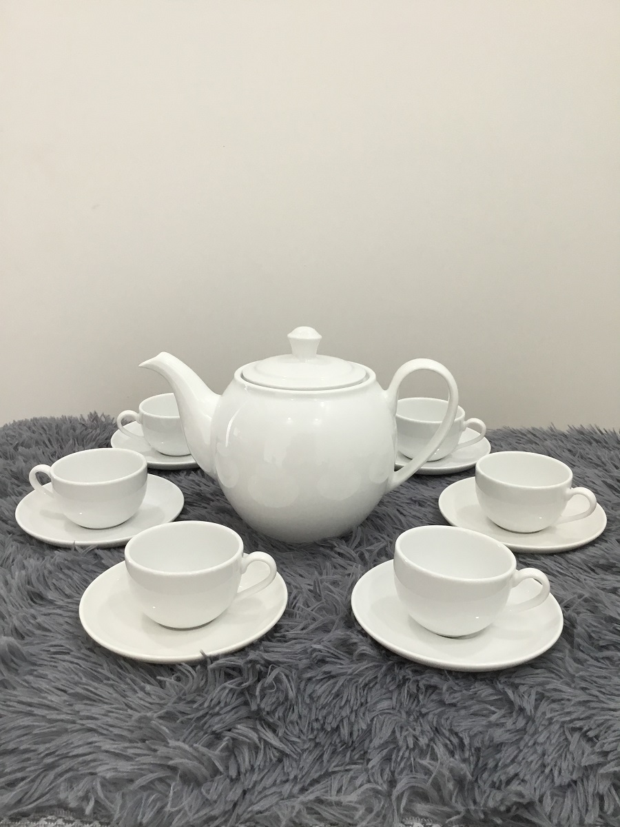 Bộ bình trà 1.1 l + nắp - camellia - trắng - gốm sứ minh long i