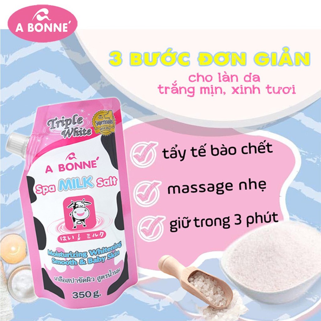Muối tắm sữa bò tẩy tế bào chết A Bonne Spa Milk Salt Thái Lan 350gr ( Hàng Công Ty )