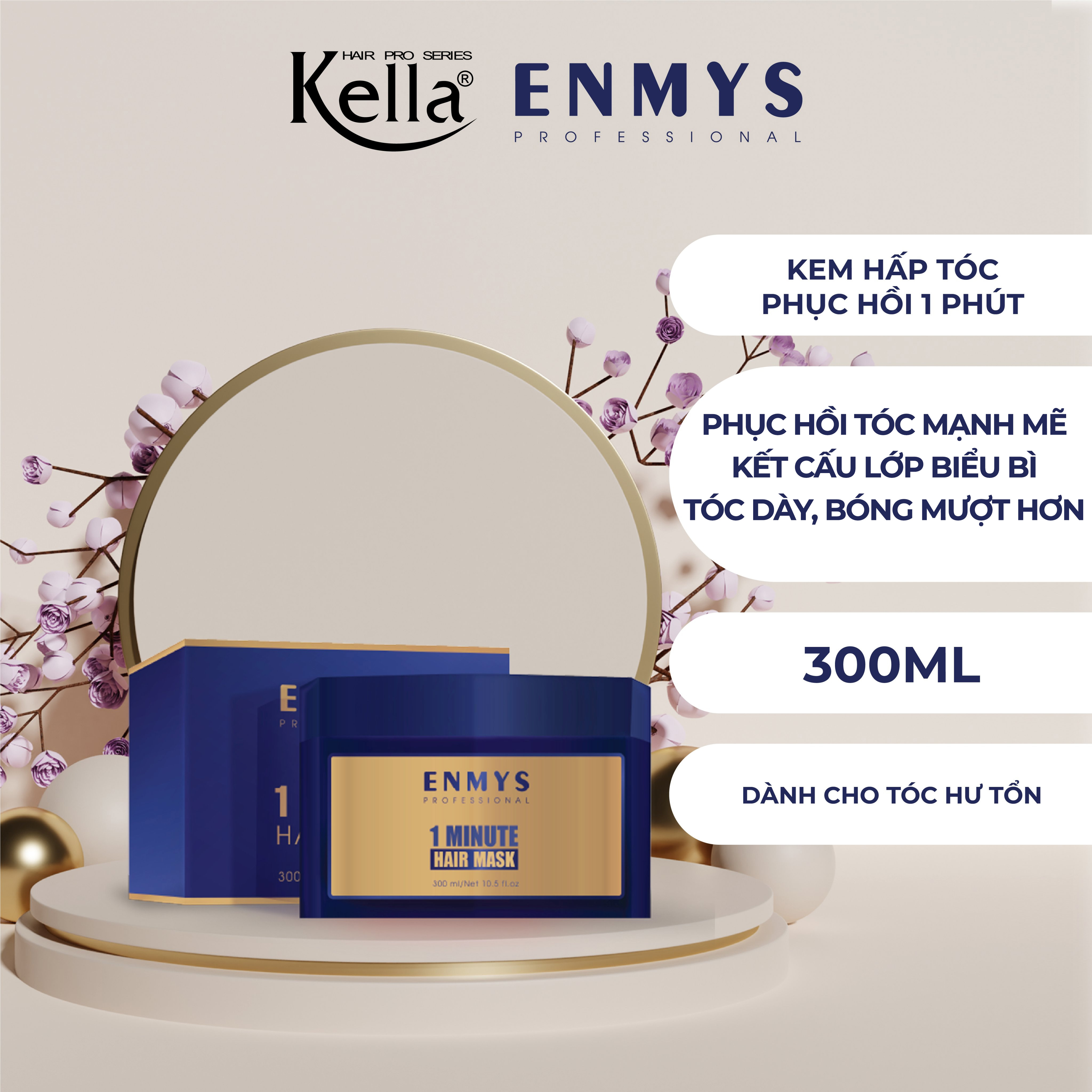 Kem hấp dầu tóc phục hổi trong 1 phút Enmys Hair Mask