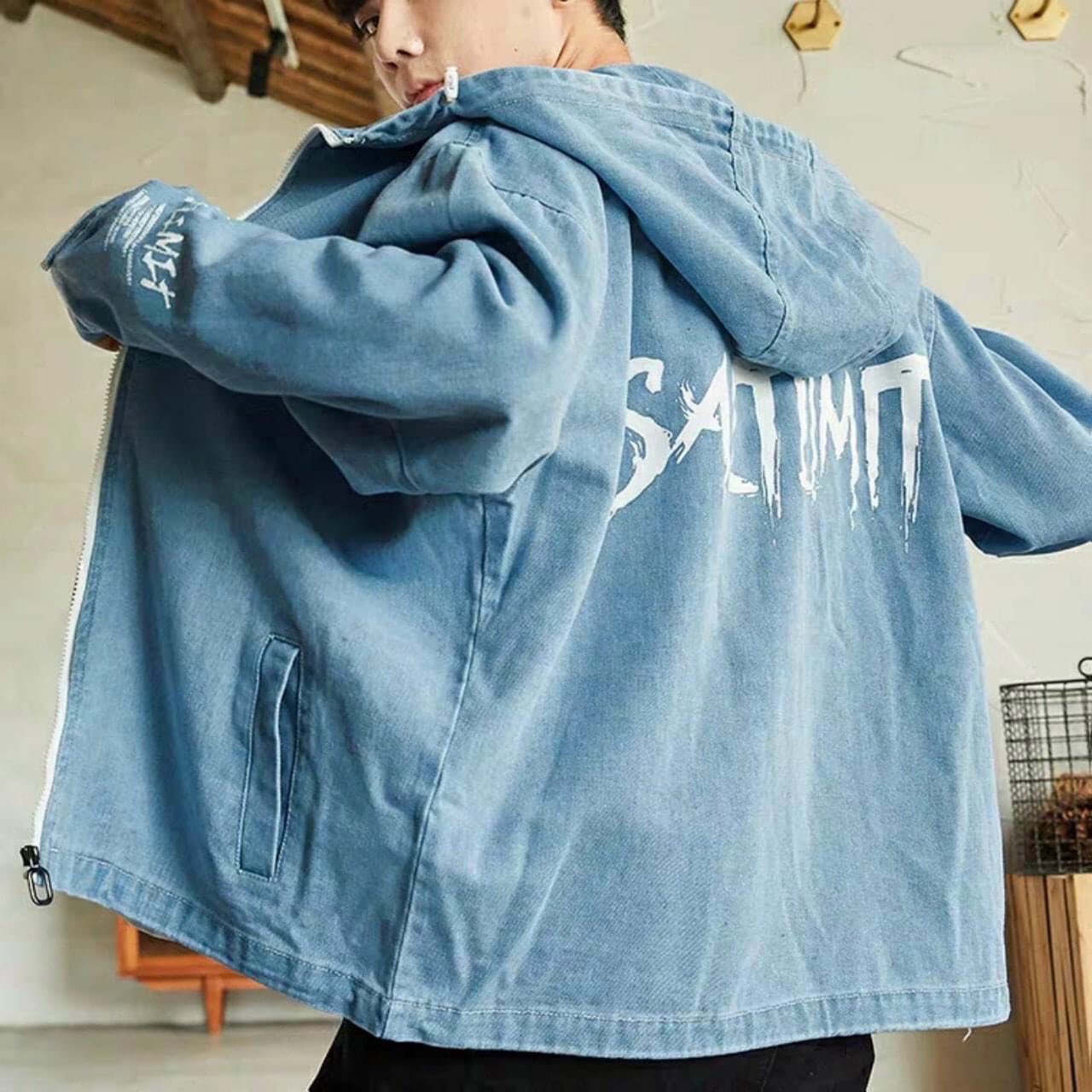 Áo khoác jeans nam cao cấp thêu tỉ mỉ chuẩn shop