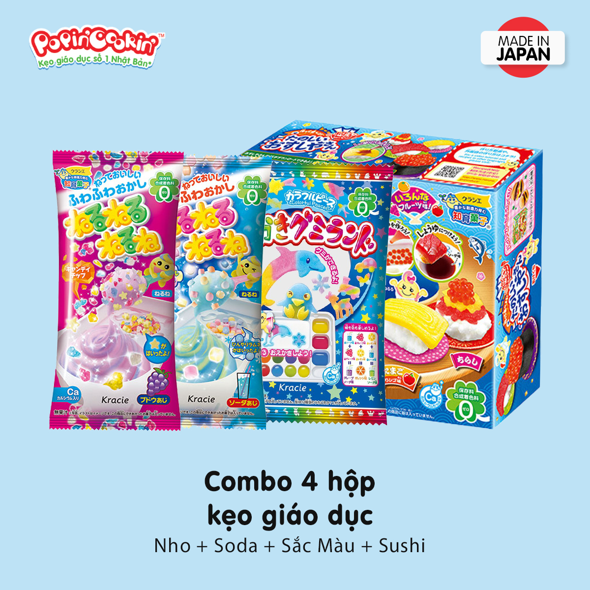 Combo of 4 creative candy boxes Popin Cookin edible toys include Color