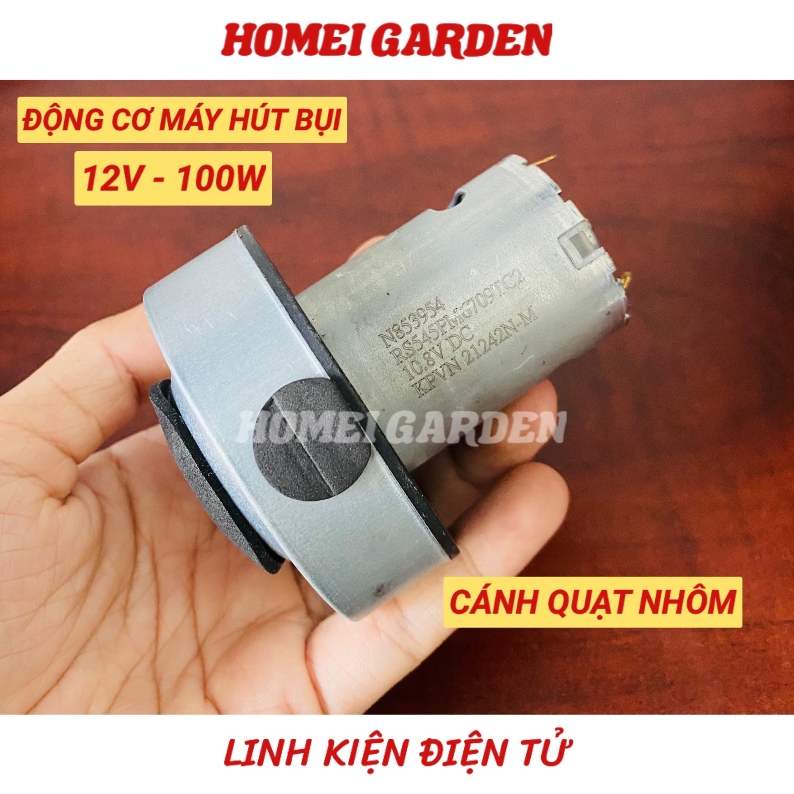 Motor máy hút bụi dc 12v 100w có chổi than cánh quạt nhôm công suất cao - hm0105