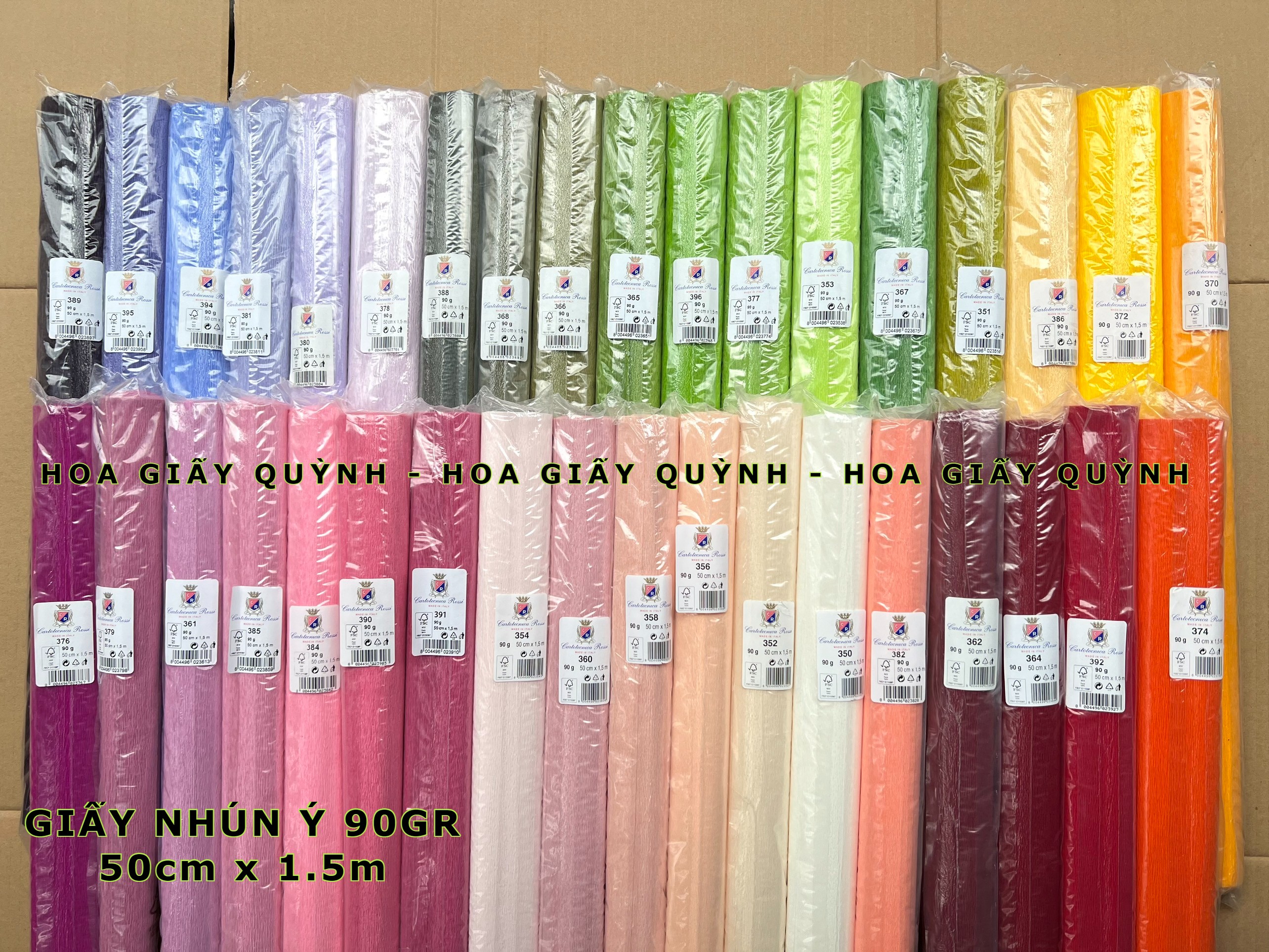 Giấy nhún ý 90gr - 50cmx1.5m - làm hoa handmade