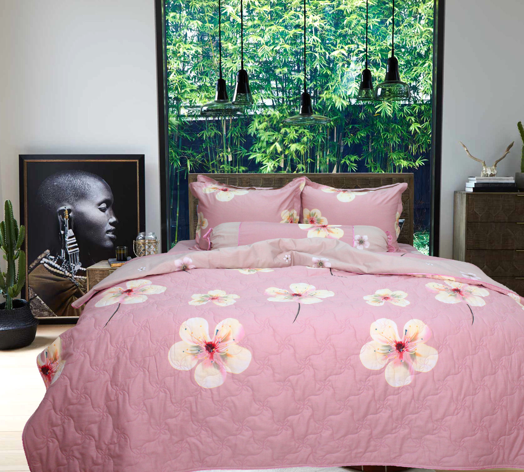 Bộ ga gối drap giường cotton satin Hàn Quốc Julia 404