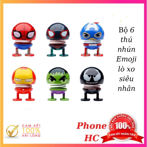 Combo 6 Emoji Lò Xo siêu nhân - Đồ chơi giảm stress,thú Nhún Emoji - Emoji Lò Xo - Emoji Cười - Emoj