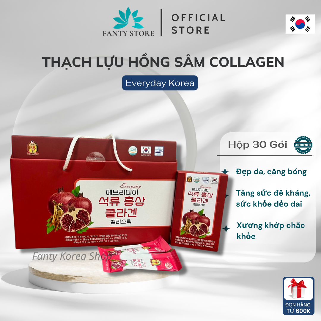 Thạch lựu hồng sâm collagen dream hàn quốc - giúp da săn chắc láng mịn | fanty korea