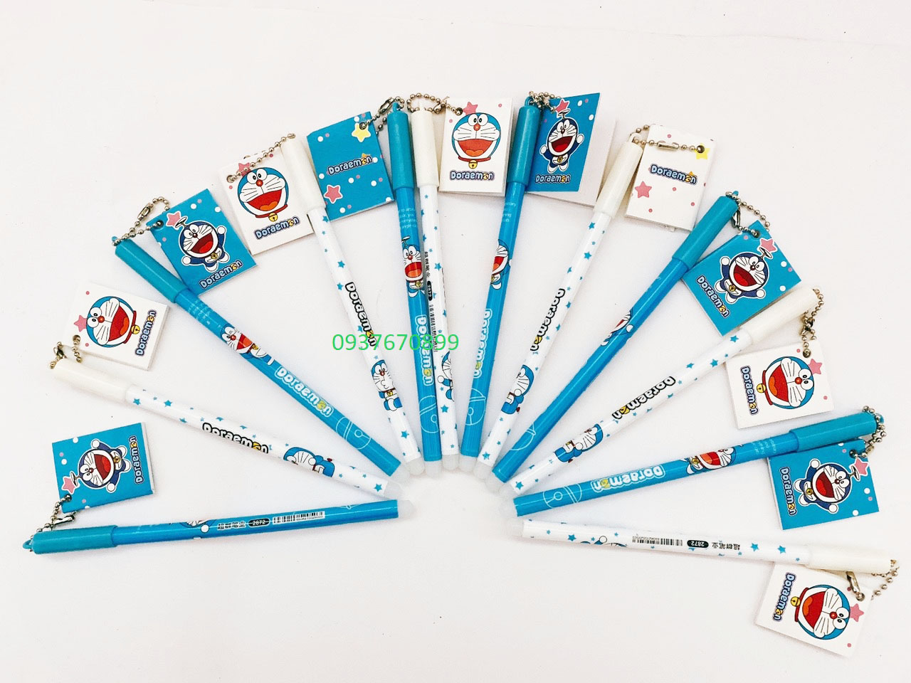 [HCM]Hộp Bút gel xóa được thông minh-Hình Doremon và có gắn tập giấy note-mực xanh-12 cây/hộp