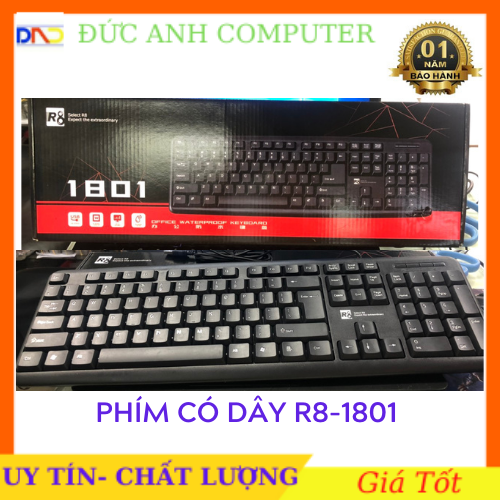 Bàn phím máy tính r8 1803/1801- hàng chính hãng r8- bảo hành 12 tháng- 1 đổi 1- lướt phím êm ái- thích hợp cho văn phòng