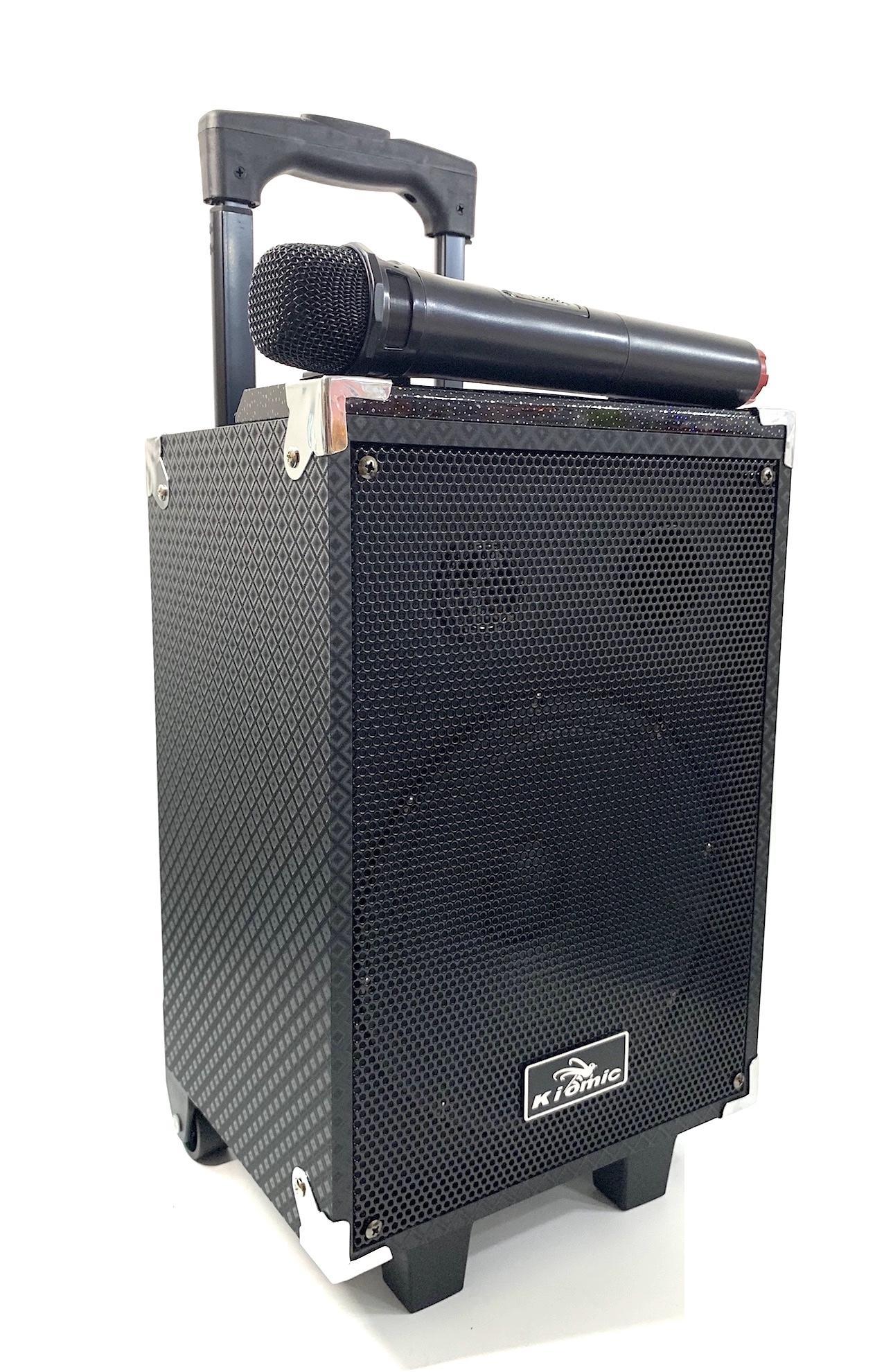 Loa kiomic q8 pro vân gỗ phiên bản nâng cấp 2019 tặng 1 mic không dây