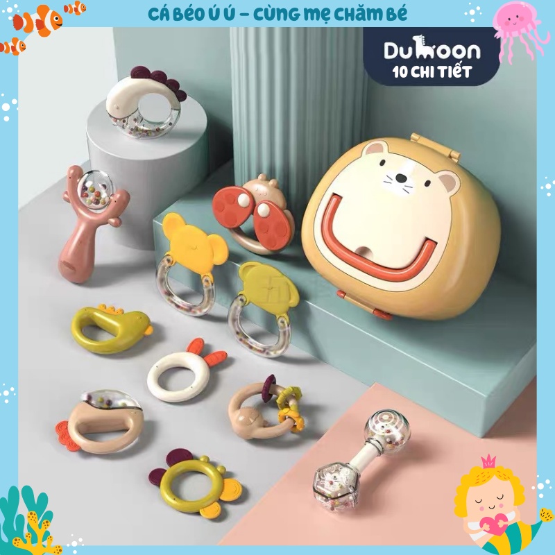 Hộp xúc xắc 10 Món DUMOON cao cấp/Đồ chơi gặm nướu cho bé có thể tiệt trùng ở nhiệt độ cao CM05