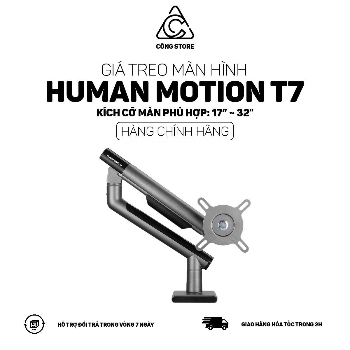 Giá treo màn hình Human Motion T7 - Tải trọng 9kg - Hợp kim nhôm