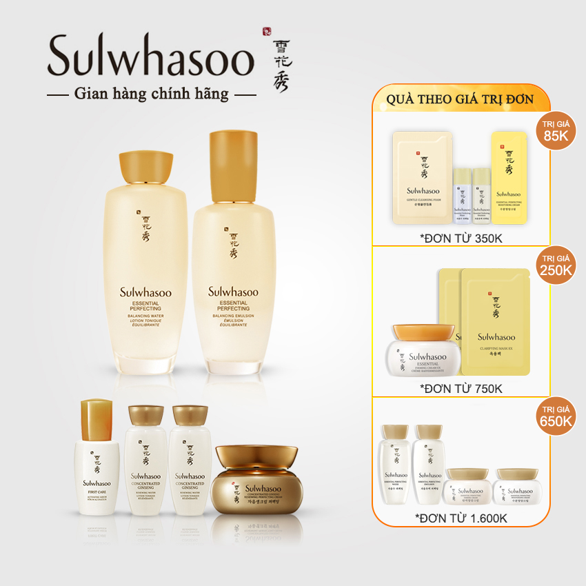 [New] Bộ dưỡng da Sulwhasoo Essential Perfecting Emulsion 300ml - Bộ dưỡng săn chắc da Sulwhasoo; Nước cân bằng Sulwhasoo; Sữa dưỡng Sulwhasoo