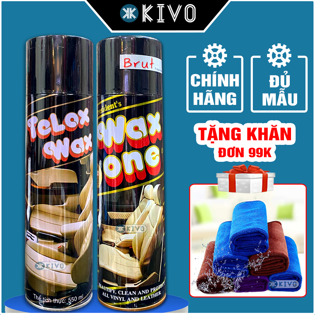 Chai Xịt Bóng Dàn Áo Xe WAX ONE, TELOX WAX CHÍNH HÃNG  - Xịt Bóng Nội Thất Ô tô, Lốp Xe, Sơn Xe Ô Tô, Dàn Áo Xe Máy - Bình Xịt Bóng Nhựa Nhám Kivo