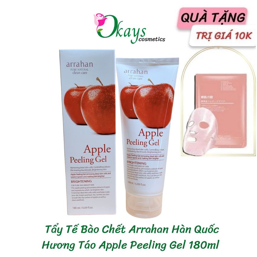 [Mua là có quà 10k]Arrahan Gel tẩy tế bào chết OK221 hàn quốc peeling gel hương cam táo làm sạch da chiết xuất tự nhiên dịu nhẹ cho mọi loại da 180ml Okays tặng nạ nhau thai 10k