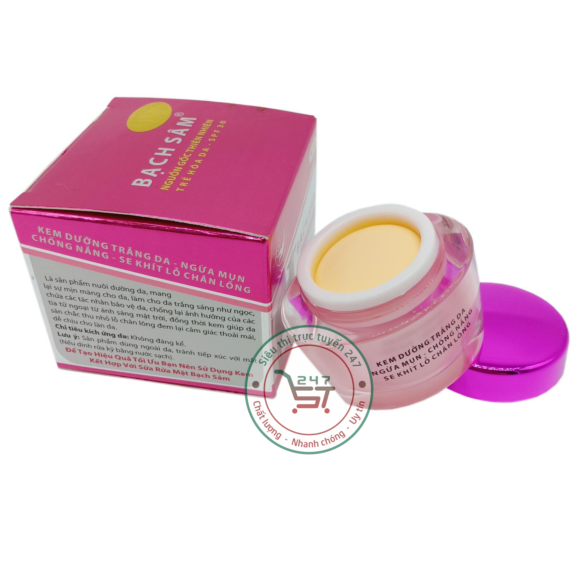 Kem Mụn Thâm Trắng da Chống nắng Se khít lỗ chân lông Bạch Sâm K19 22g (Hồng-xám)