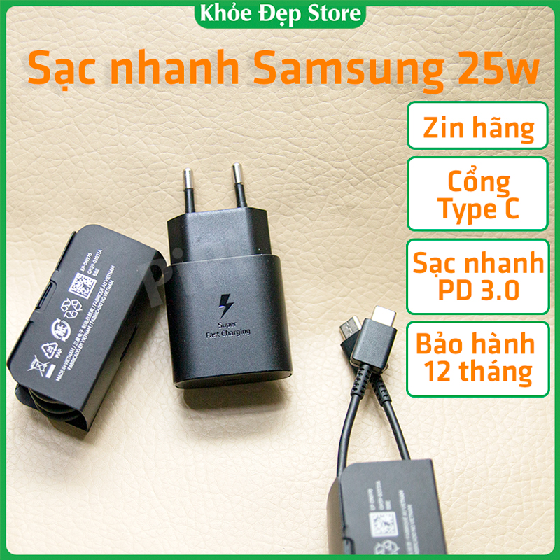 Bộ sạc nhanh pd 25w zin theo máy samsung chính hãng - củ sạc cáp sạc chân type c kèm note 10 20 s20 s21 plus ultra - dùng cho cả xiaomi mi 8 9 10 oppo