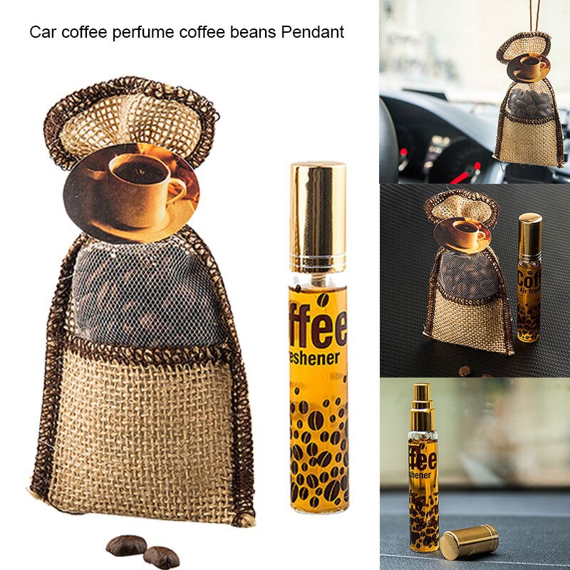 Túi cafe sáp thơm treo xe ô tô tặng kèm chai tinh dầu xịt