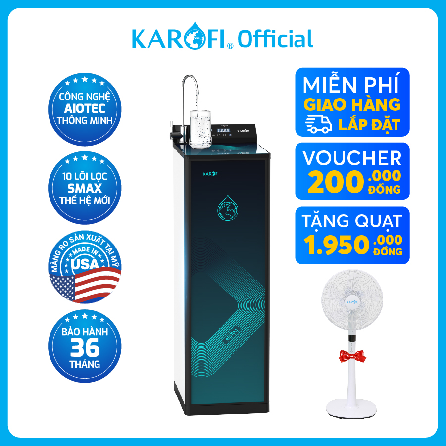 Máy lọc nước sạch KAROFI KAQ-P95, dung tích 6L với 10 lõi lọc Smax và công nghệ kết nối wifi từ xa - Bảo hành 36 tháng