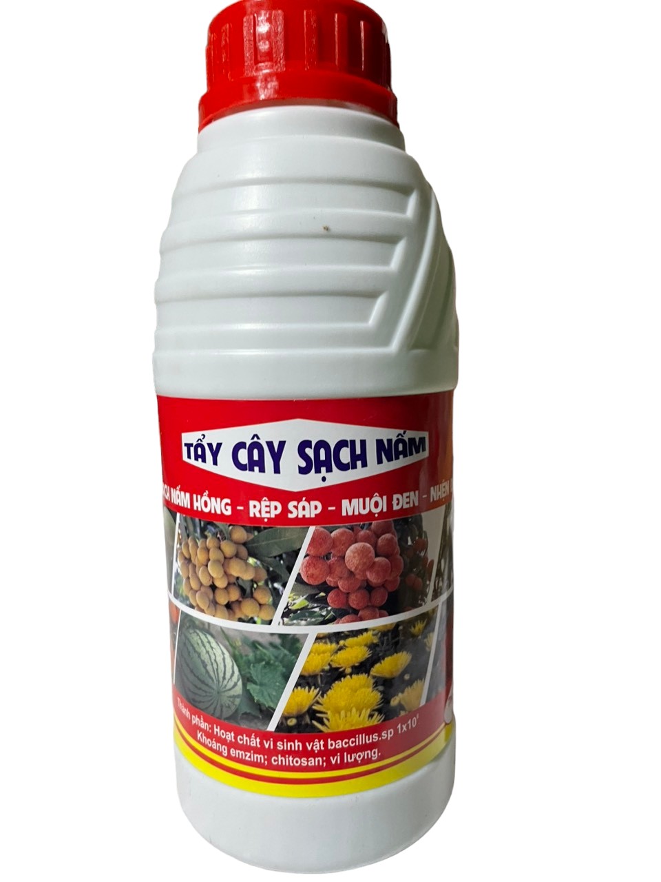 Chế phẩm vi sinh Tribi hiệu TẨY CÂY SẠCH NẤM tẩy sạch nấm hồng, rong rêu, muội đen, rệp sáp, nhện đỏ trên cây trồng.