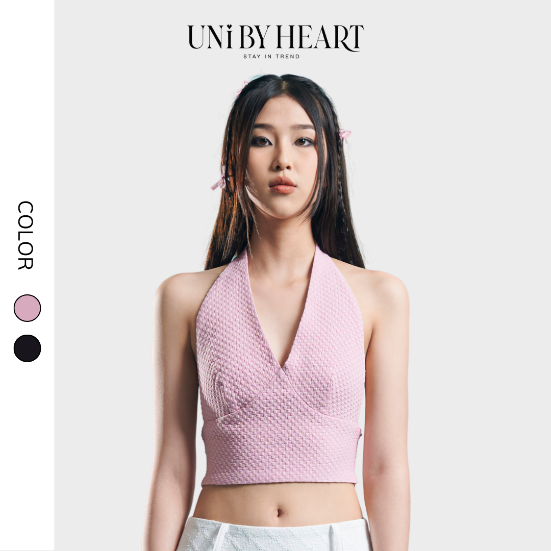 Áo croptop cố yếm dây buộc Linda Top AY001 thiết kế hở lưng, kiểu dáng hiện đại - Uni By Heart