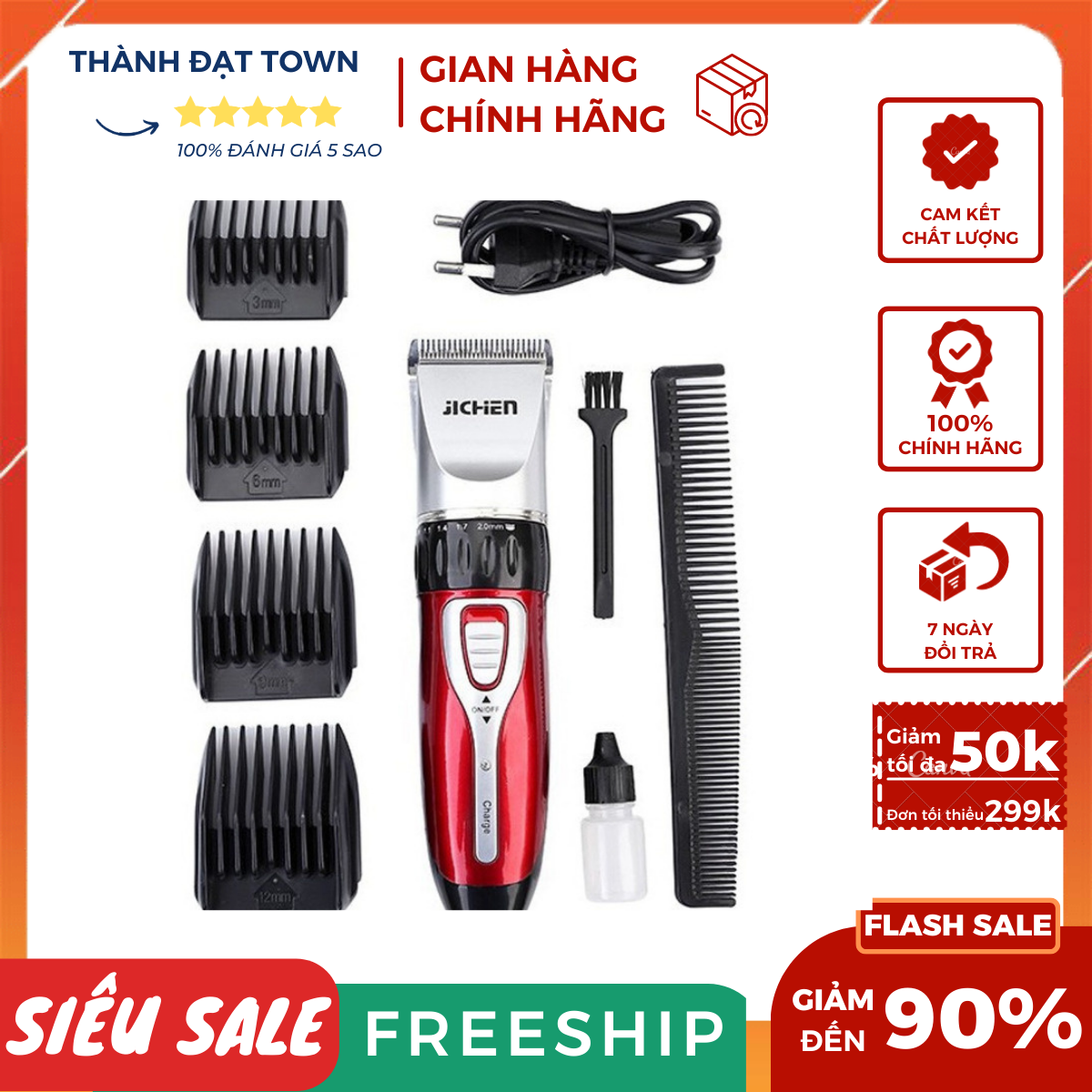 Tông đơ cắt tóc gia đình chuyên nghiệp jichen jc-0817 cao cấp