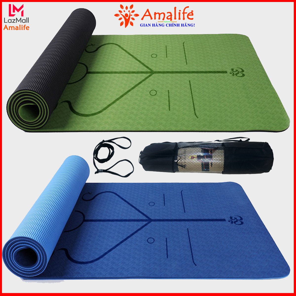 Thảm Tập Yoga Định Tuyến Chính Hãng Amalife – Chọn Màu - Tặng Bao Thảm Tập Yoga Định Tuyến và Dây Buộc Thảm Yoga Định Tuyến