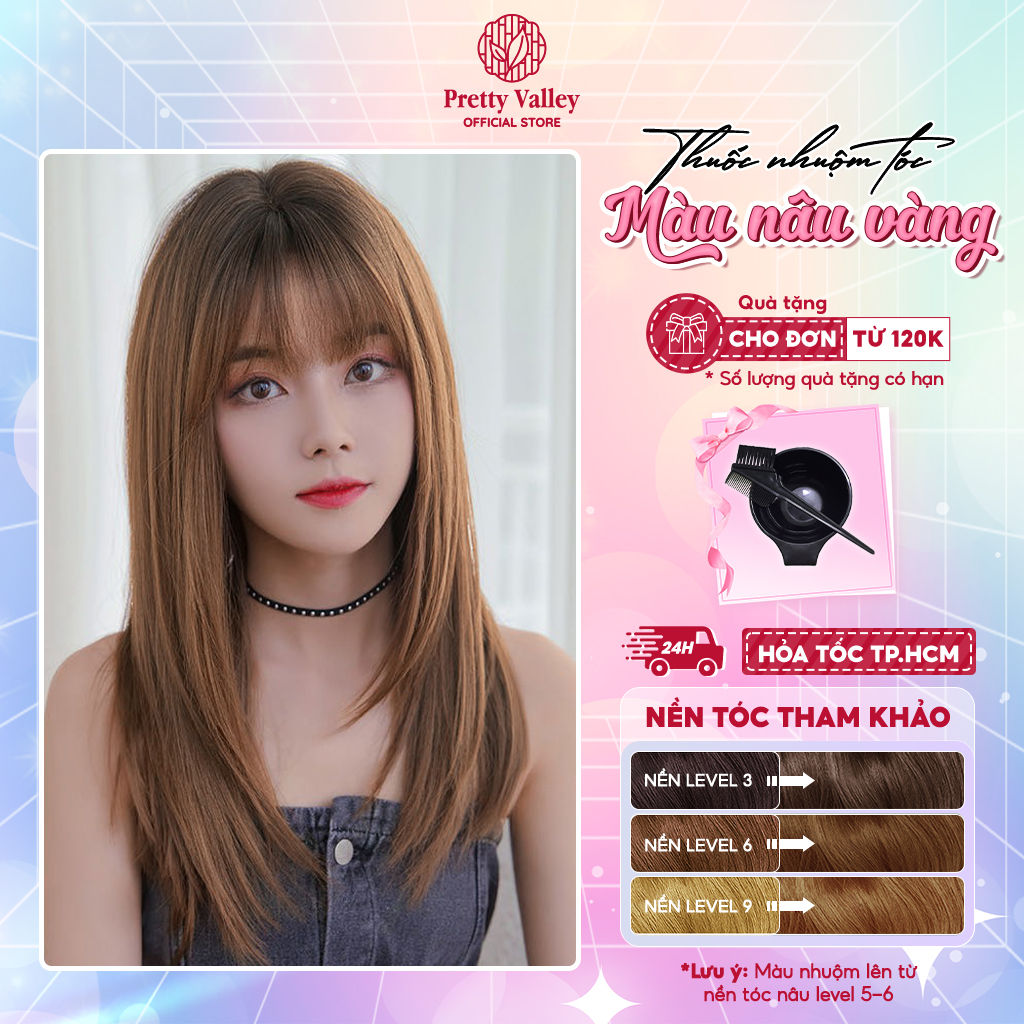 Thuốc nhuộm tóc, thuốc nhuộm màu NÂU VÀNG Molokai siêu dưỡng - Pretty Valley Hair