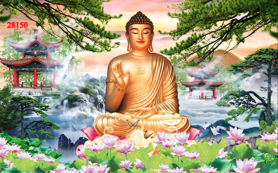 Tranh dán tường 3d phòng thờ/phât tổ như lai,208