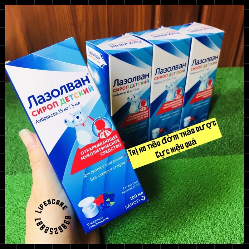 Siro ho long đờm đàm Lazolvan Nga giảm cho bé, 100ml