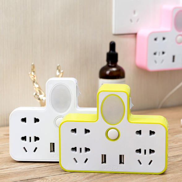 [HCM]Ổ cắm điện-Phích cắm điện thông minh 3 in 1 cao cấp kèm cổng sạc USB có khả năng tự điều chỉnh