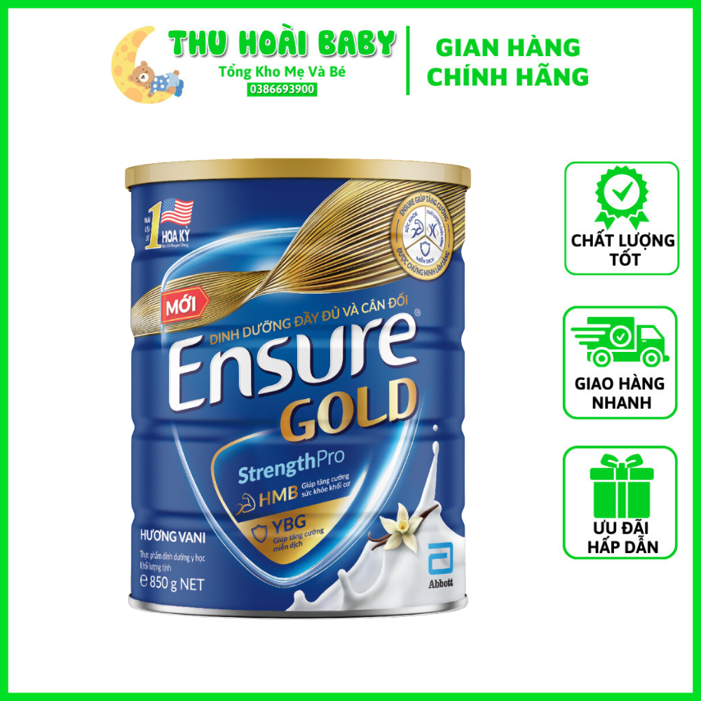 Sữa Bột Ensure Gold Abbott Hương Vani HMB 850g