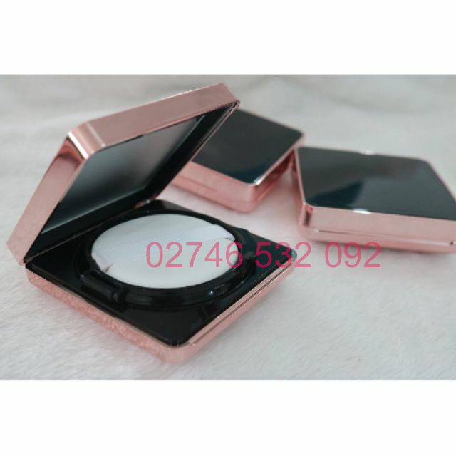 Vỏ Hộp Phấn Vuông Viền Hồng Đựng Phấn Nước Sang Chảnh Siêu Xinh