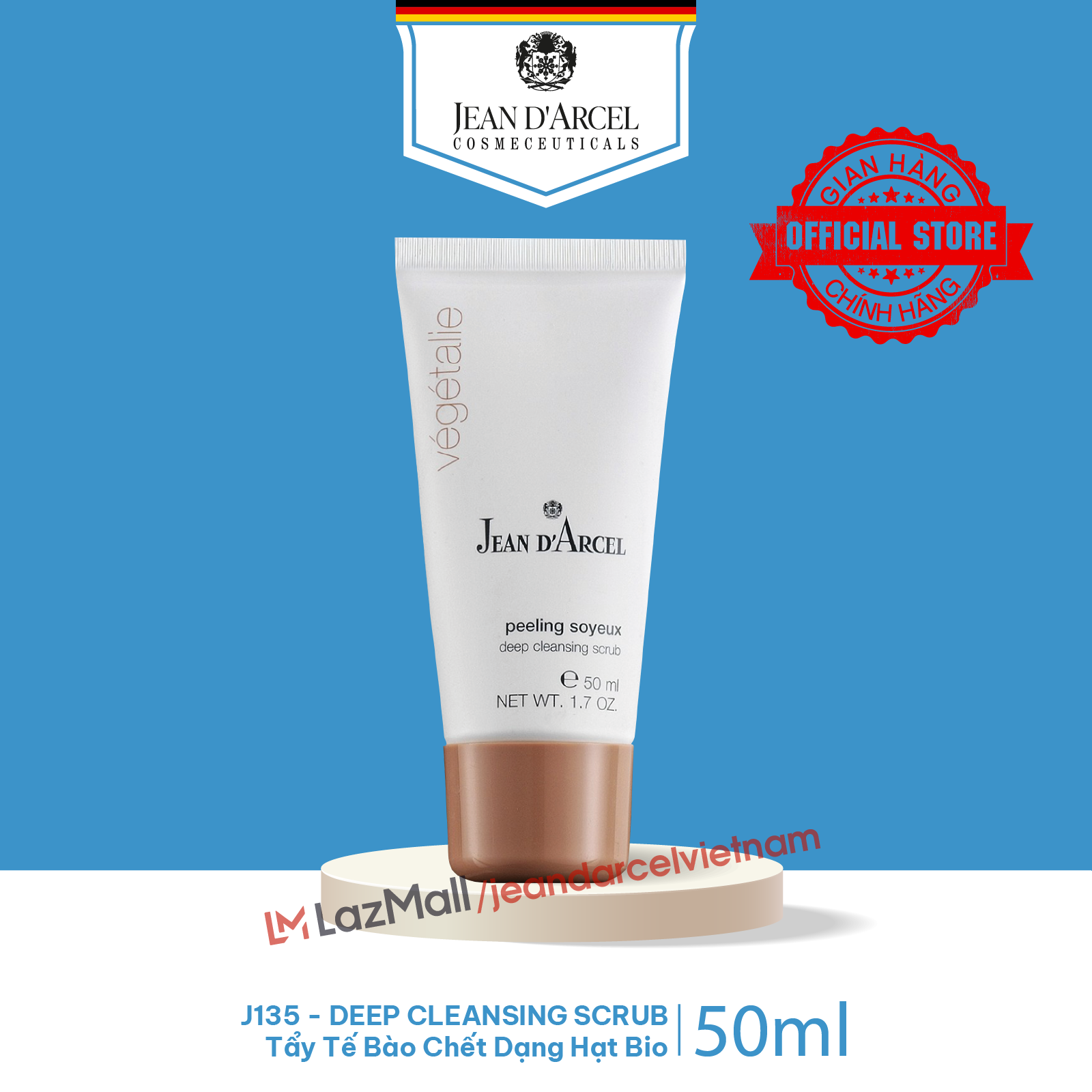 J135 Tẩy tế bào chết dạng bio hạt thế hệ mới - Deep Cleansing Scrub 50ml - Jean d'Arcel
