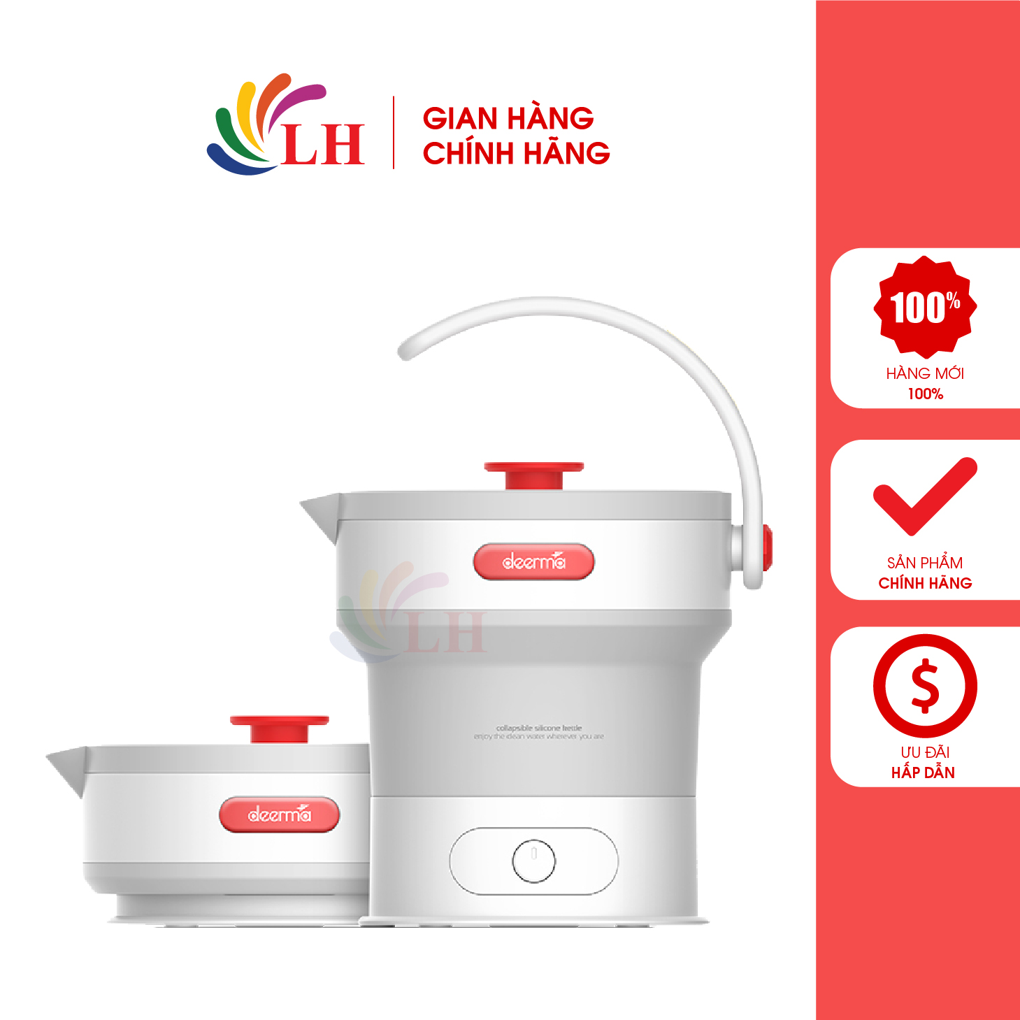 Bình đun siêu tốc Deerma 0.6 lít DEM-DH306 - Công suất 600W, công nghệ làm nóng 360 đun nóng nhanh hơn, chế độ bảo quản nhiệt tự động