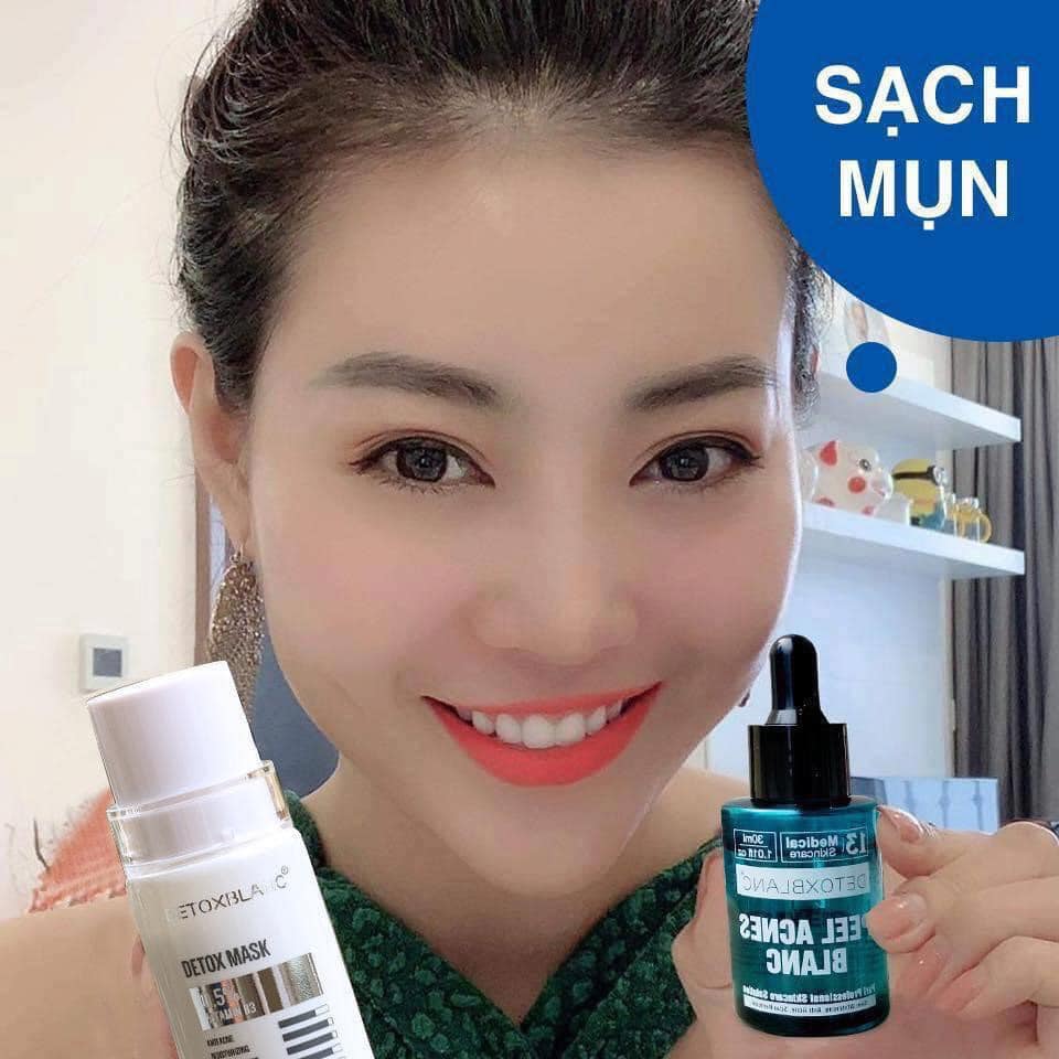 K lợi nhuận Combo Mặt nạ thải độc + Serum mụn Peel lộc đê chuẩn Detox Blanc