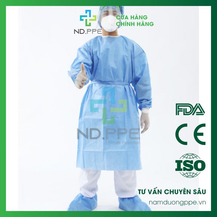 Set 3-Áo Choàng Cách Ly Dùng 1 Lần Cấp Độ 3 / Isolation Gown Level 3 Chất Liệu Sms