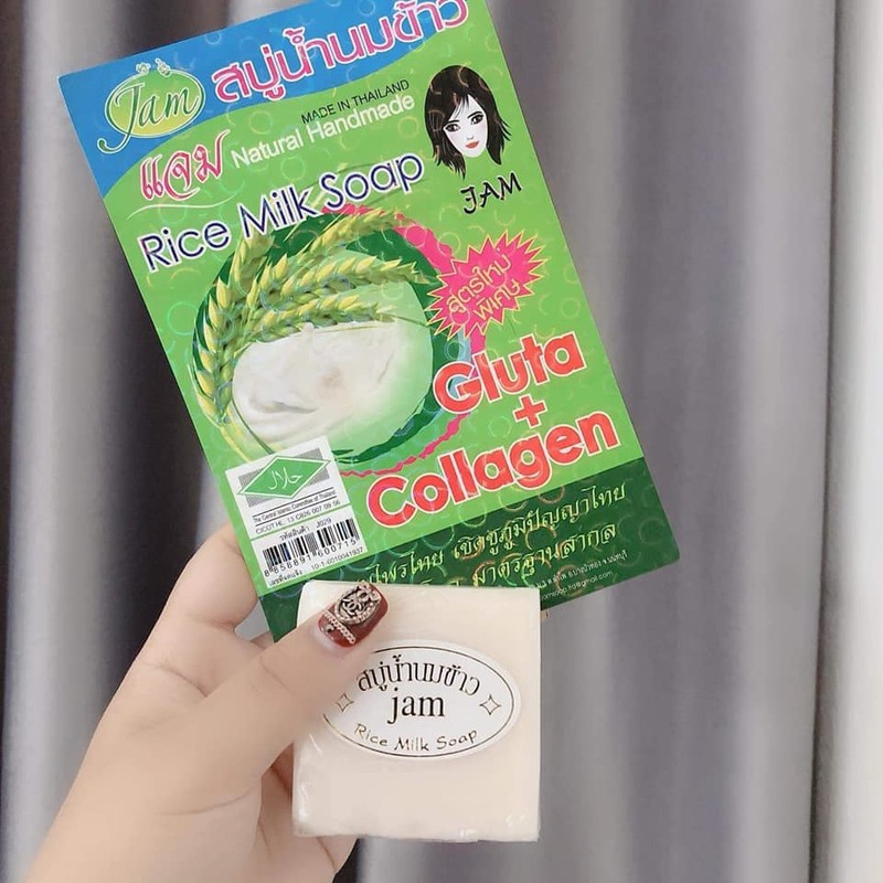 Lốc 12 cục xà phòng cám gạo thái lan jam rice milk soap
