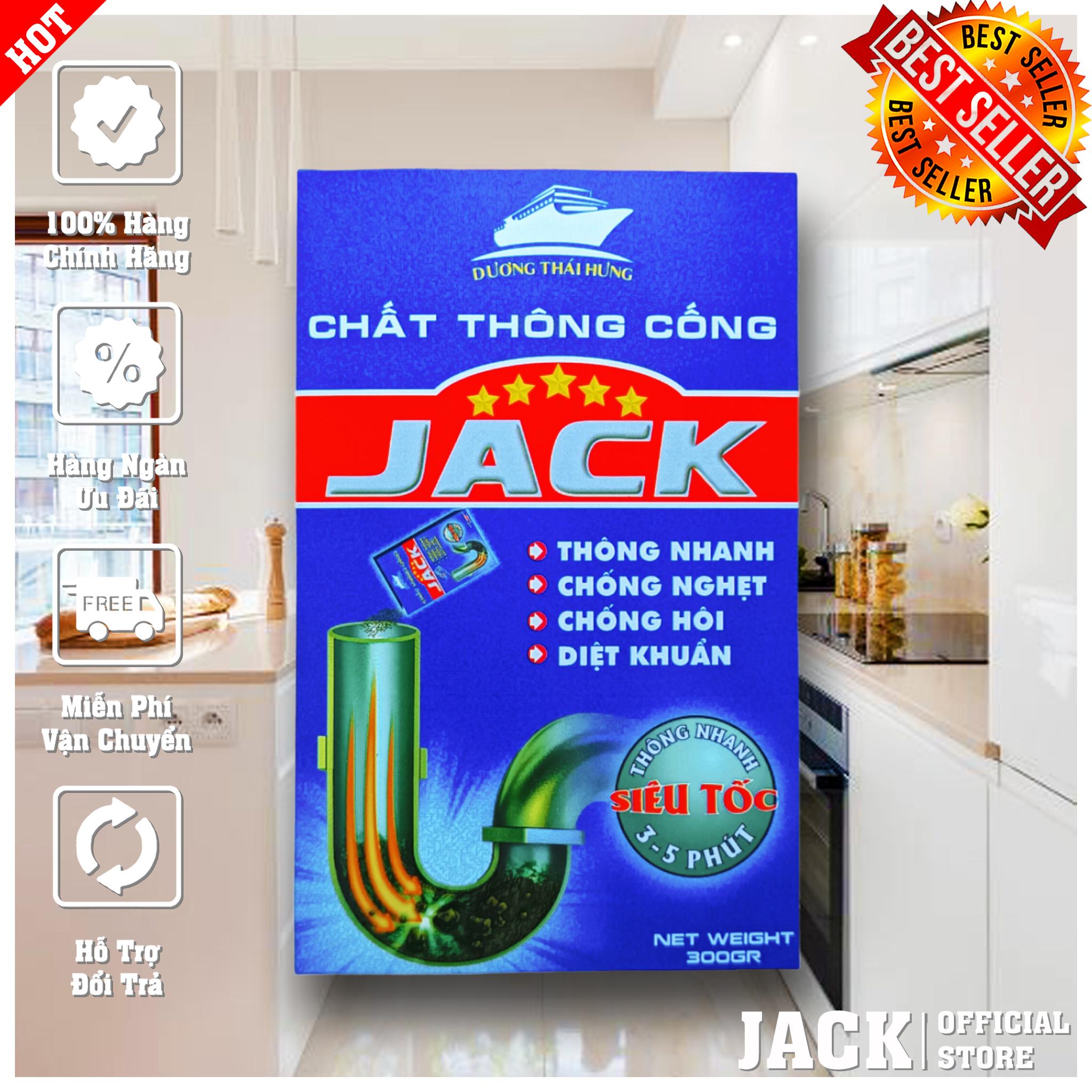 Bột thông cống, thông cầu cực mạnh jack 300gr
