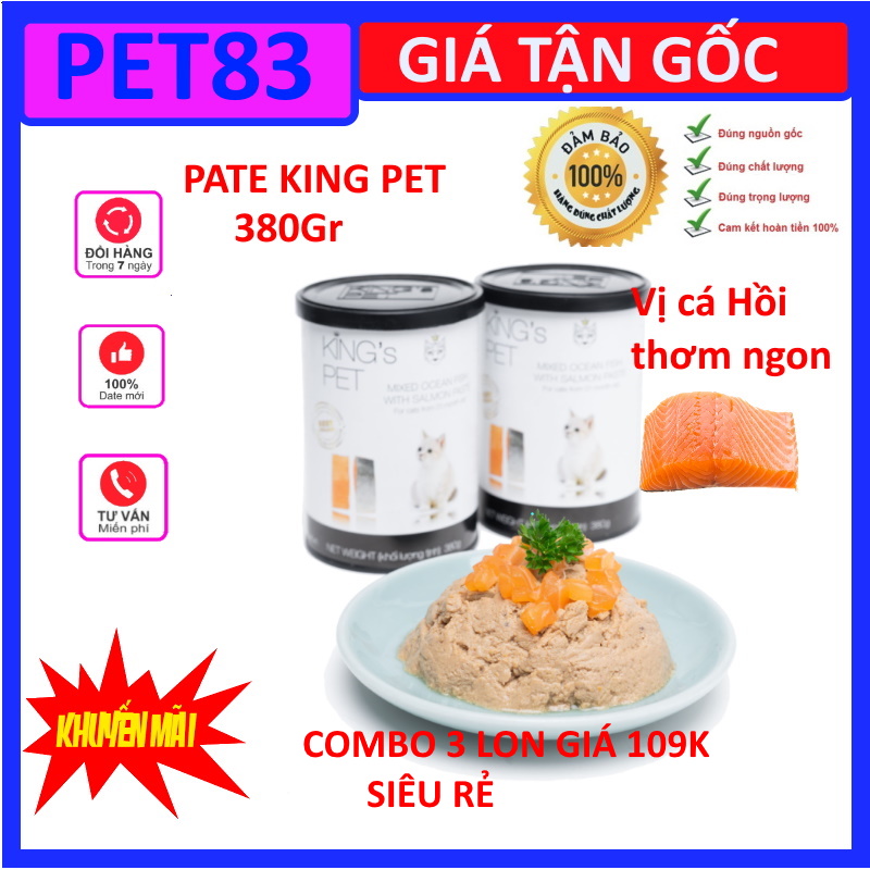 {COMBO- RẺ} COMBO 3 LON PATE KING PET ĐỦ VỊ, PATE THƠM NGON, PATE ĐỦ VỊ, PATE YÊU THÍCH CHO CHÓ MÈO, THÚ CƯNG, PATE NGON , PATE RẺ, PATE HỖ TRỢ ĐƯỜNG TIẾT NIỆU, KHÔNG BỊ SỎI THẬN PET83